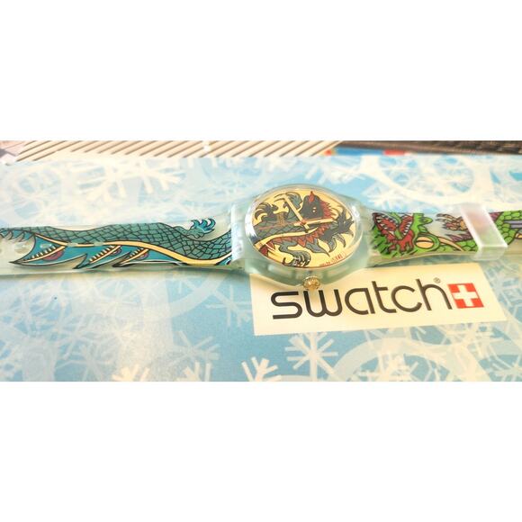Swatch watch GREEN DRAGON GG135 1995 Standard Gents New Old Stock - Picture 6 of 9